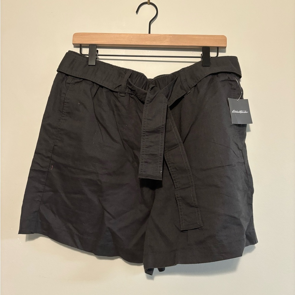 Eddie Bauer Linen Dark Grey Shorts Pockets Size 16